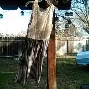 Juniors Spring Dress Navy/Cream